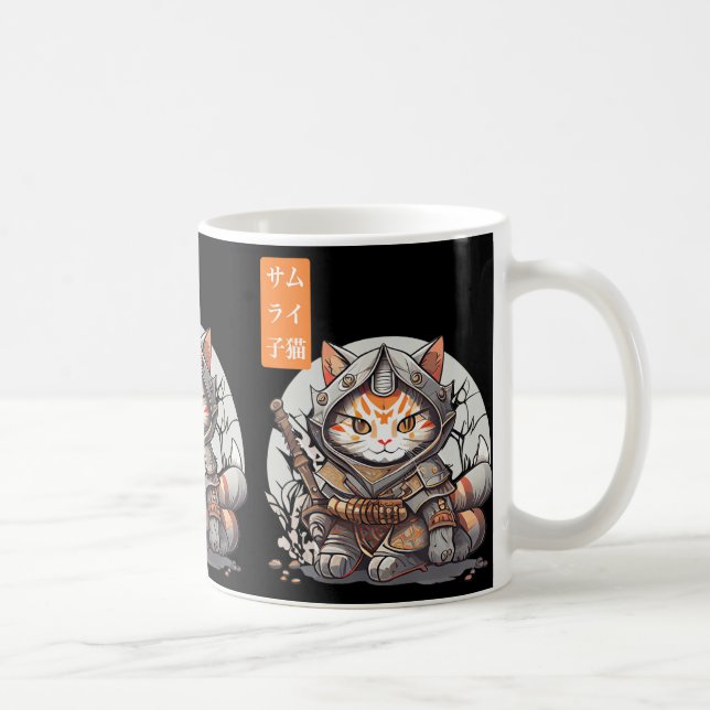 Caneca De Café Guerreiro Samurai Japonês Kawaii Cat Anime Lover (Direita)