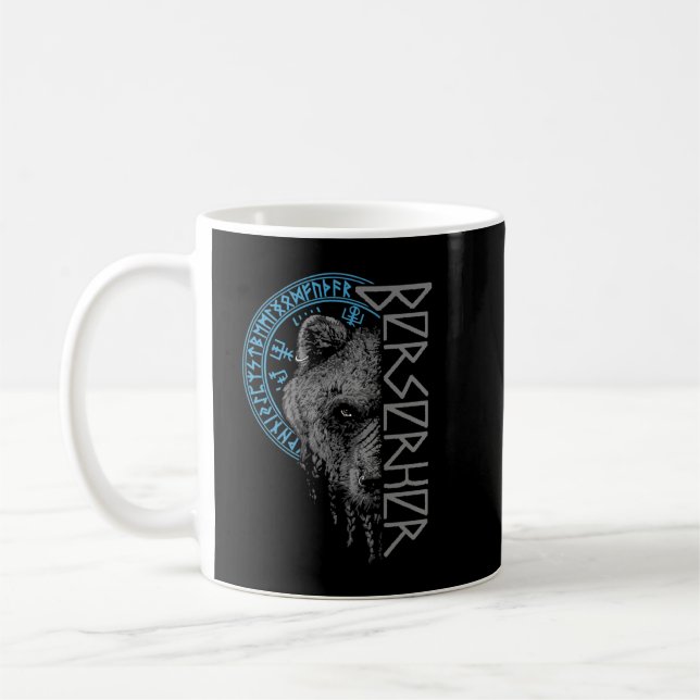Caneca De Café Guerreiro Urso Berserk Odin Runas Bússola Nórdica  (Esquerda)