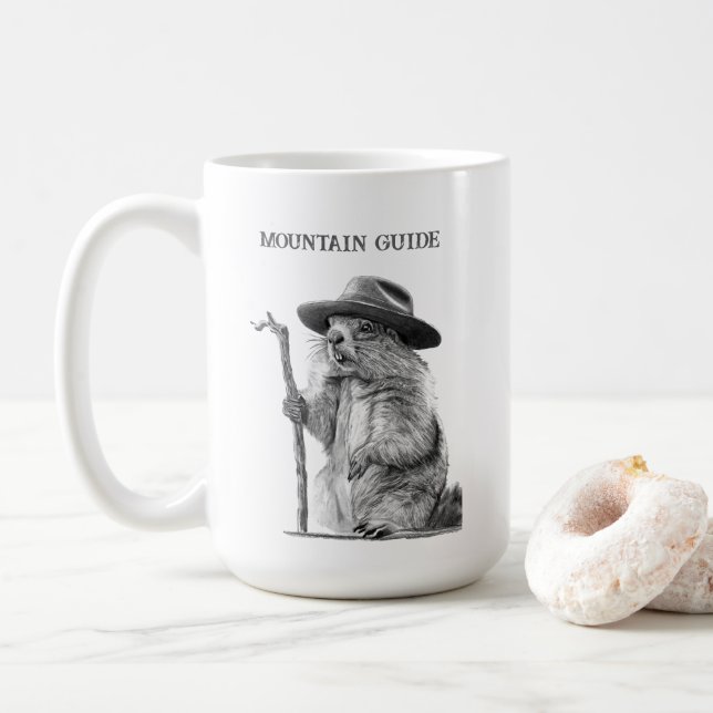 Caneca De Café Guia das montanhas - design de marmota (Com Donut)