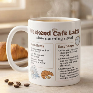 Caneca De Café Guia de Receita de Latte Minimalista de Fim de Sem