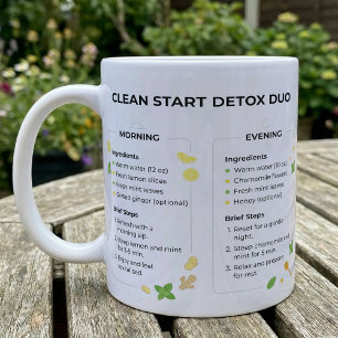 Caneca De Café Guia Diário de Bebidas para Reiniciar Limão Menta 
