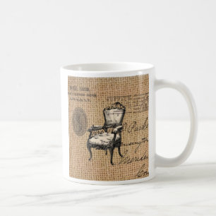 Caneca De Café guião francês burlap Paris rococo cadeira