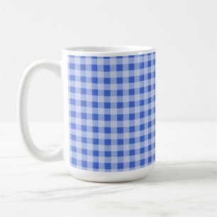 Caneca De Café Guingão do azul de Han; Checkered