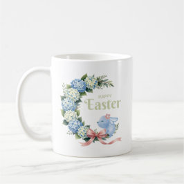 Caneca De Café Guirlanda de Hortênsias de Páscoa em Aquarela Coel