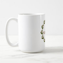 Caneca De Café Guirlanda Verde Marrom Botânica Aquarela Folhagem