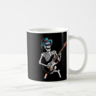 Caneca De Café Guitar Fantasma Vintage Rocker Skeleton Tee