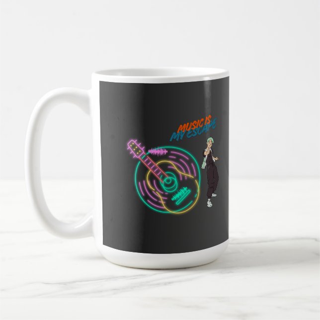 Caneca De Café Guitar Rhythm Mug – Music Lover Anime Boy Design (Esquerda)