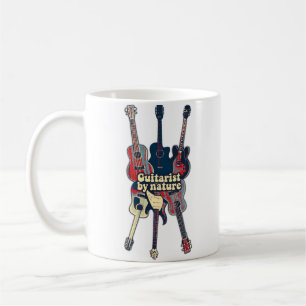 Caneca De Café Guitarista por natureza. Guitaristas coloridos vin