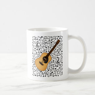 Caneca De Café Guitarra Acústica Notas Musicais Guitarrista
