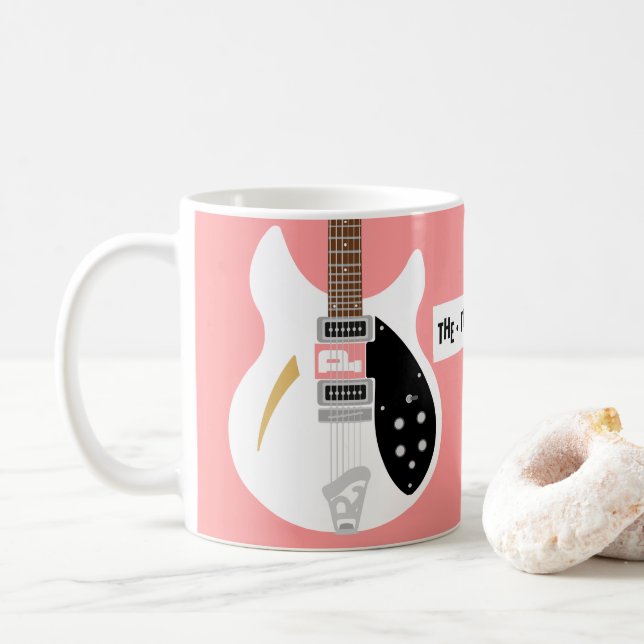 Caneca De Café Guitarra do pop art da modificação (Com Donut)