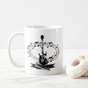Caneca De Café Guitarra e Notas Musicais