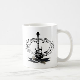 Caneca De Café Guitarra e notas musicais