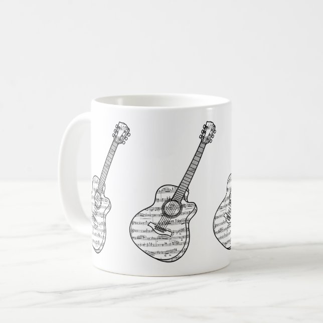 Caneca De Café Guitarra e Notas Musicais (Frente Esquerda)