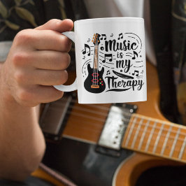 Caneca De Café Guitarra e Notas Musicais Trog de Terapia Harmonio
