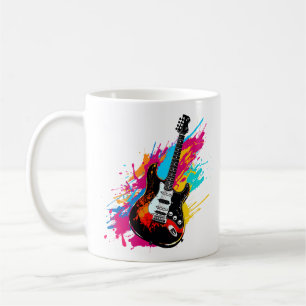 Caneca De Café Guitarra Elétrica 90 em Estilo Negrito