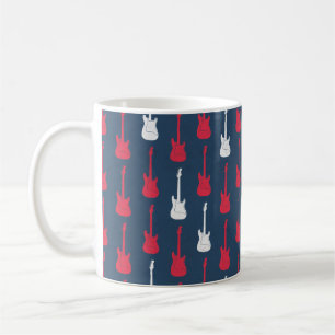 Caneca De Café Guitarra Elétrica Clássica Grungy Bolinhas vermelh