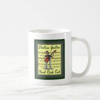 Caneca De Café Guitarra Elétrica ~ Duro Rock Kid ~ Folha Música V