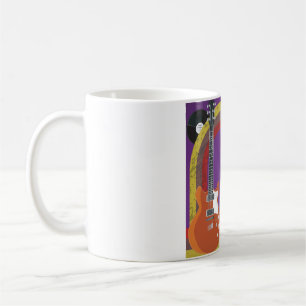 Caneca De Café Guitarra Elétrica e Discos de Vinil Música Vintage