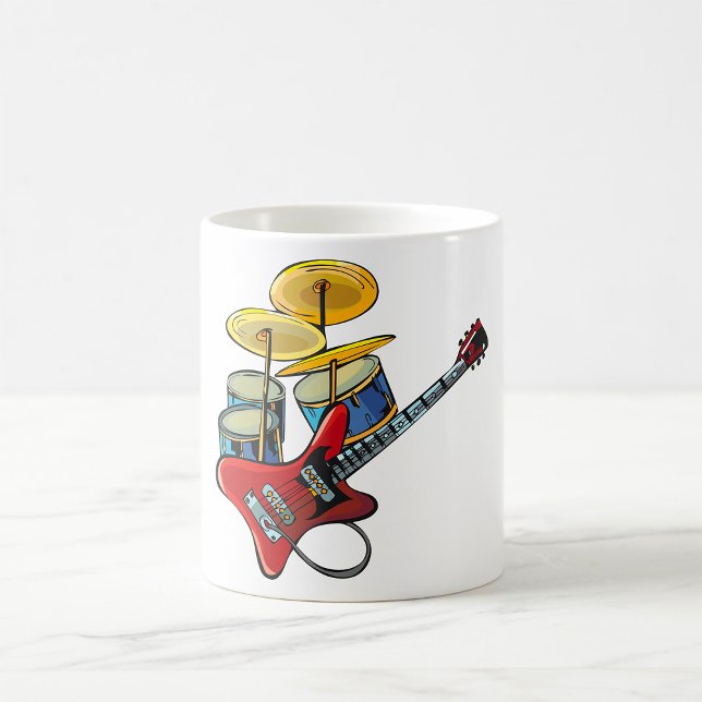 Caneca De Café Guitarra Elétrica E Tambores (Criador carregado)