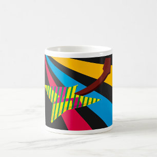 Caneca De Café Guitarra Vibrante com Listras Geométricas