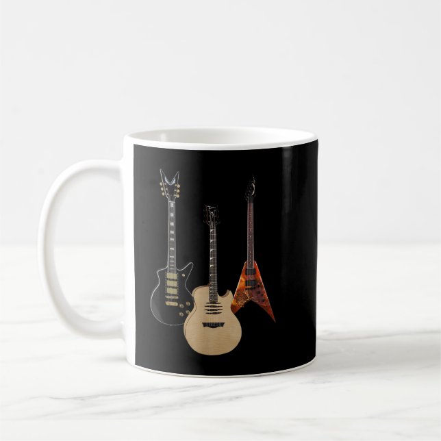 Caneca De Café Guitarras Acústicos E Elétricos Rock Player Co (Esquerda)