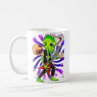 Caneca De Café Guitarrista Alien Jogando Violão Ufo Rock M