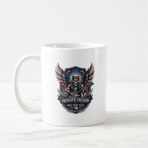 Caneca De Café Guitarrista de Liberdade Patriótica Crânio Música