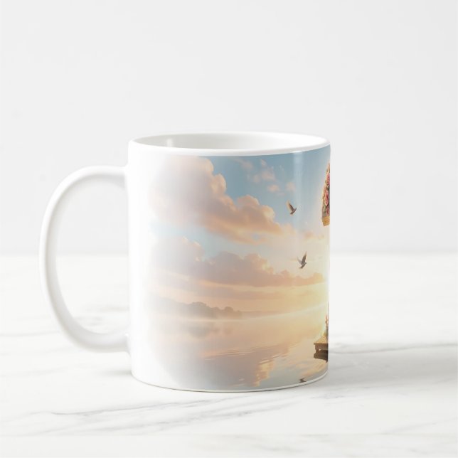 Caneca De Café Guitarrista do Ponto de Interrogação Rosa Sonho La (Esquerda)