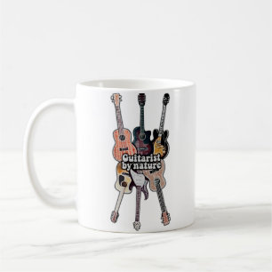 Caneca De Café Guitarrista por natureza. Citação positiva para gu