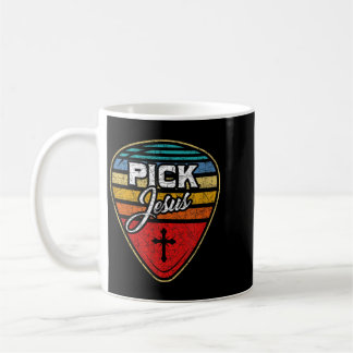 Caneca De Café Guitarrista Retro Palheta Música Cristã Jesus