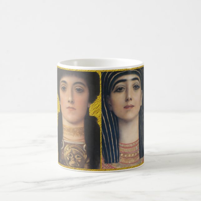 Caneca De Café Gustav Klimt-Athena & Isis | deusa retrô (Centro)