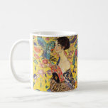 Caneca De Café Gustav Klimt Lady com ventilador<br><div class="desc">Gustav Klimt Lady com ventilador</div>