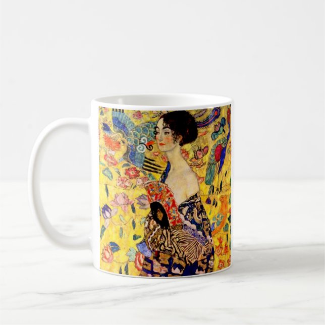 Caneca De Café Gustav Klimt Lady com ventilador (Esquerda)