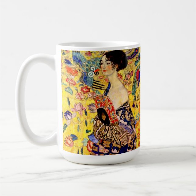 Caneca De Café Gustav Klimt Lady com ventilador (Esquerda)