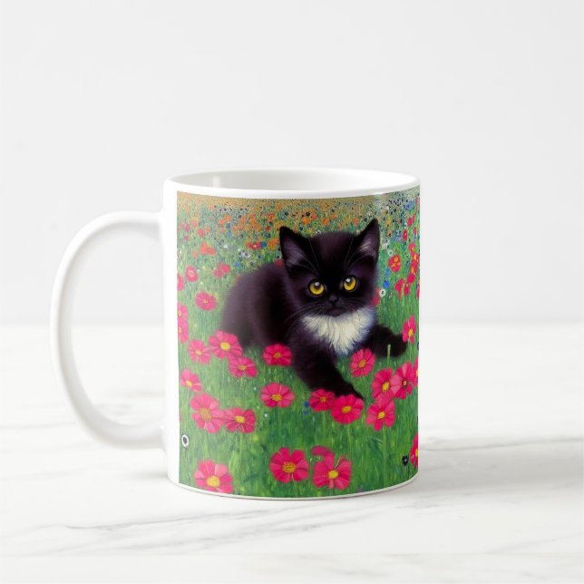 Caneca De Café Gustav Klimt Tuxedo Cat (Esquerda)