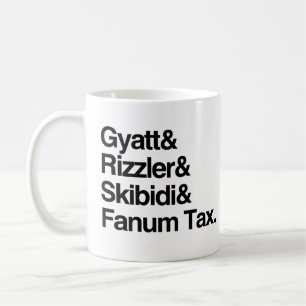 Caneca De Café Gyatt Rizzler Skibidi e Fanum Tax
