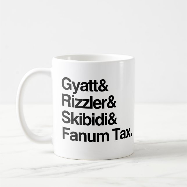 Caneca De Café Gyatt Rizzler Skibidi e Fanum Tax (Esquerda)