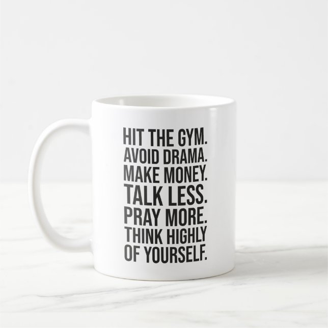 Caneca De Café Gym, Dinheiro, Reze - Motivação do Sucesso (Esquerda)