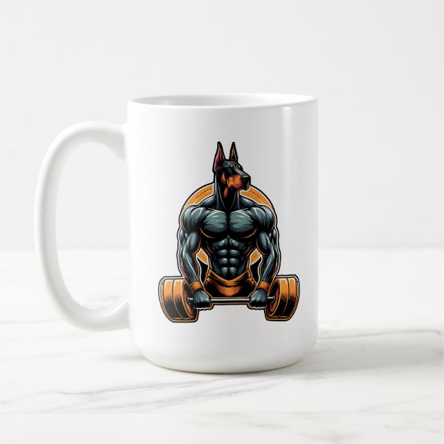 Caneca De Café GYM doberman cão-carroça-de-cabeça-forte (Esquerda)
