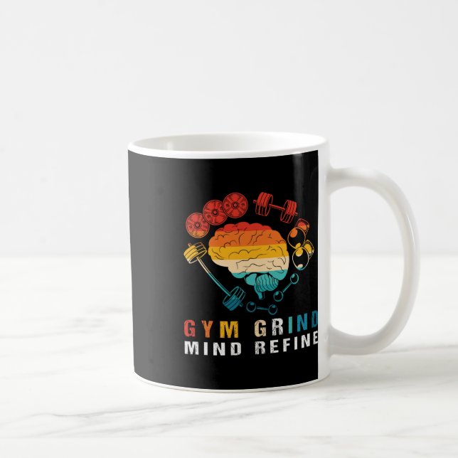 Caneca De Café Gym Grind Mind Refined Bodybuilding Retro Gym Rat  (Direita)
