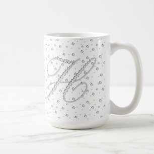 Caneca De Café H Monograma inicial Impressão de diamantes brancos