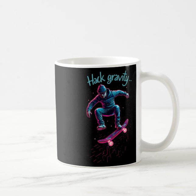 Caneca De Café Hack Gravity Skateboarding Skating Skater Hacker C (Direita)
