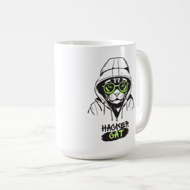 Caneca De Café Hacker cat (Frente Esquerda)