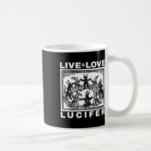 Caneca De Café Hail Satã Live Love Lucifer Com Demônios Dançantes