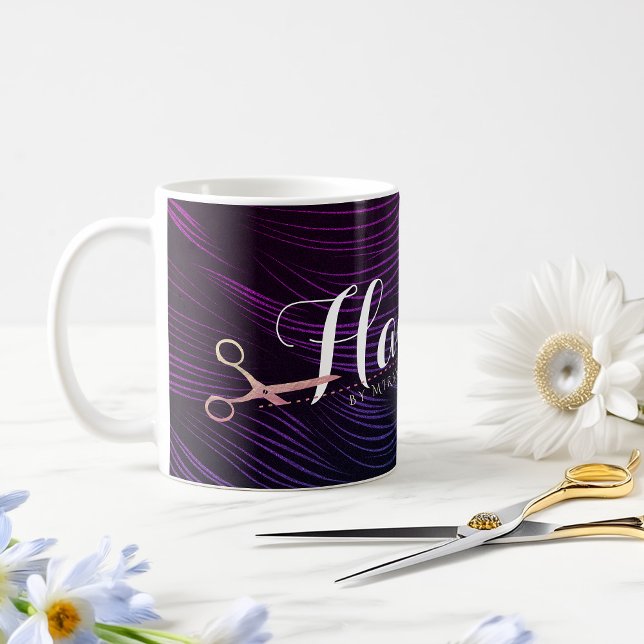 Caneca De Café Hair Stylist Hairdresser BeauRosa Dourada Tesoura (Criador carregado)