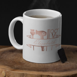 Caneca De Café Hairstylist Hair Salon Monograma Rosa