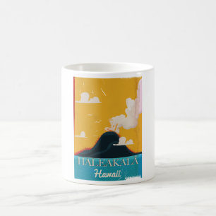 Caneca De Café Haleakalā vulcano vintage poster de viagens Hawai