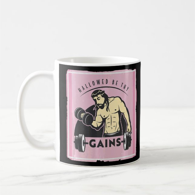 Caneca De Café Hallow Be Thains Muscle Jesus Levantando Peso (Esquerda)