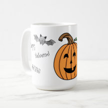 Halloween Bat and Pumpkin Coffee Mug