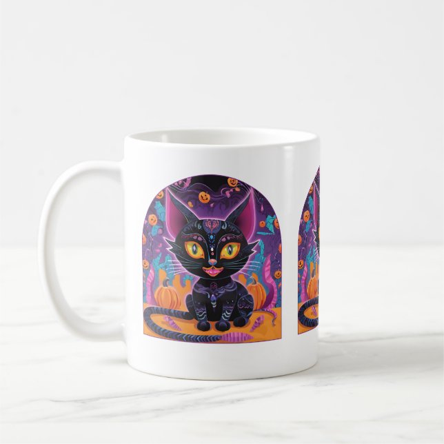 Caneca De Café Halloween Black Cat Alebrije (Esquerda)
